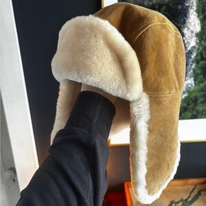 UGG Suede and Shearling Trapper Hat